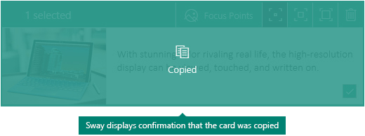 Confirmación de una tarjeta copiada en Sway