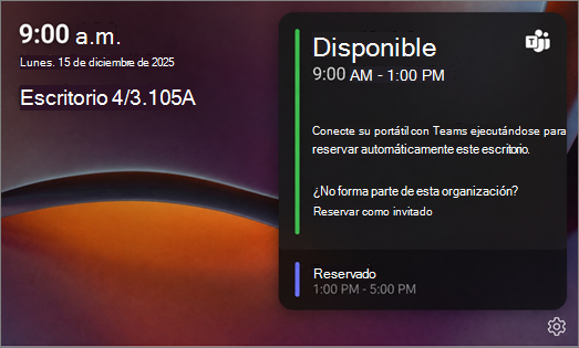 Pantalla disponible de Desk Hub