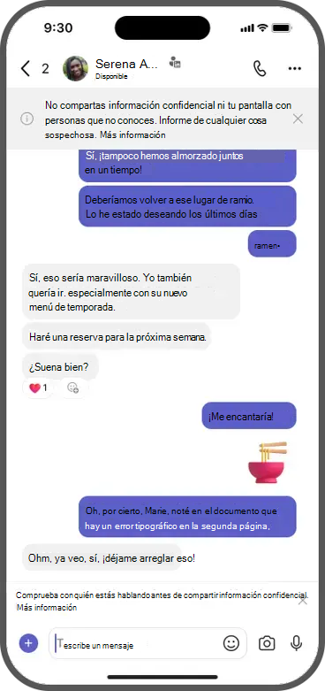 No compartas información confidencial ni tu pantalla con personas que no conoces. Informe de cualquier cosa sospechosa. Más información.