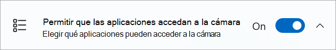 Botón de alternancia Uso compartido de la cámara activado en la configuración del dispositivo Windows.