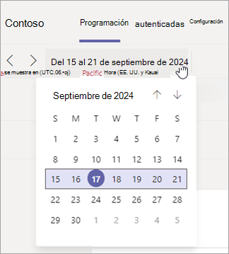Cambie el intervalo de fechas de la vista programación en Turnos.
