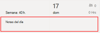 Ubicación de las notas del día en una programación de Turnos
