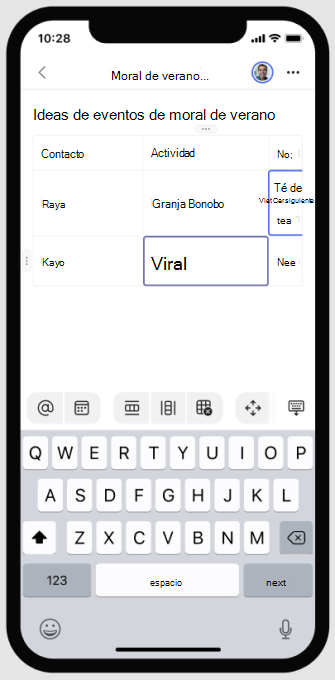 Editar un componente en directo en dispositivos móviles
