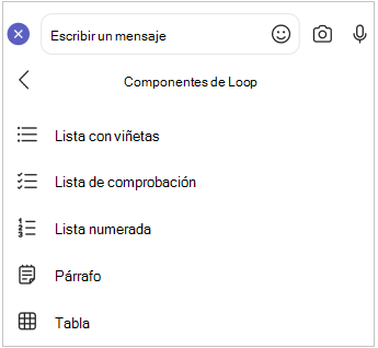 Loop menú móvil del componente