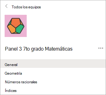 Canales en un equipo de clase de profesores de 7.º curso.