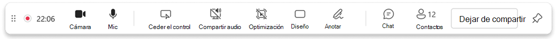 Captura de pantalla de la barra de herramientas del moderador.