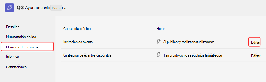 Captura de pantalla que resalta la interfaz de usuario para obtener una vista previa de las invitaciones de correo electrónico de la asamblea