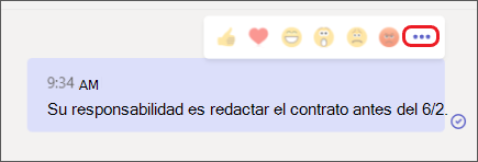 Mensaje realista con el menú Más opciones resaltado.