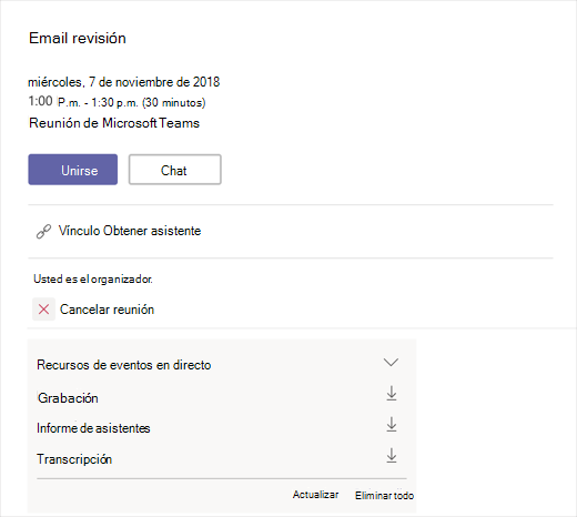 Botón Descargar transcripción