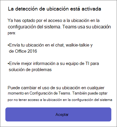 Detección de ubicación de Teams en dispositivos móviles