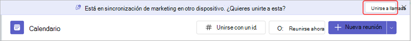 Mensaje de mensaje emergente con botón para unirse a la reunión