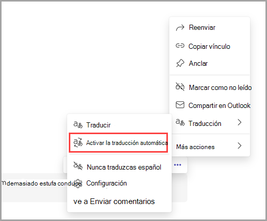 Seleccione más opciones para activar las traducciones automáticas