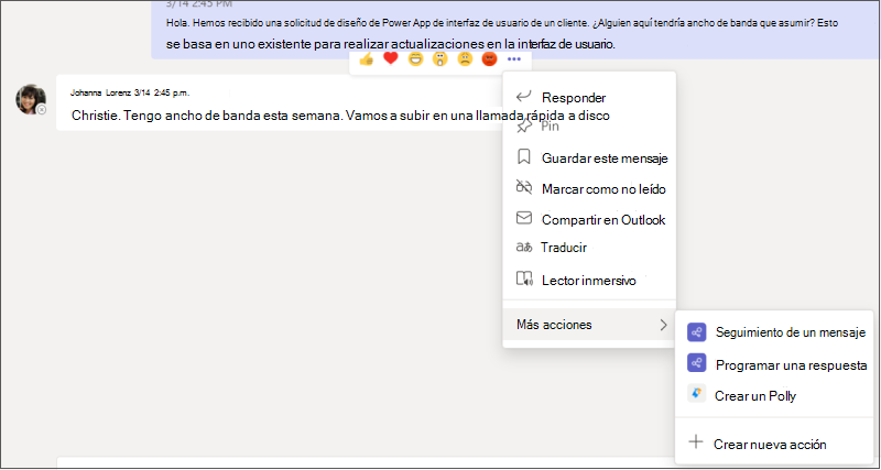 El menú Más opciones completamente expandido, con sus submenús