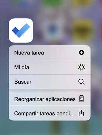 El menú de Acción rápida de To Do está abierto con la opción de agregar Nueva tarea, Agregar a Mi día o Buscar una tarea