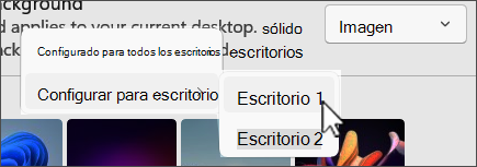 Captura de pantalla para mostrar el fondo con varias opciones de escritorio.