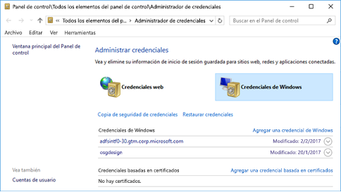 Administrador de credenciales en Windows
