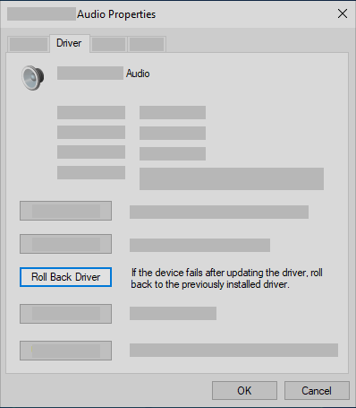 Revertir el controlador de audio en el Administrador de dispositivos