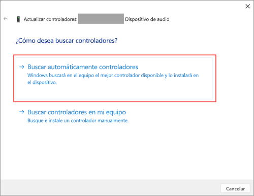 Busca controladores de audio en Configuración de Windows 11.