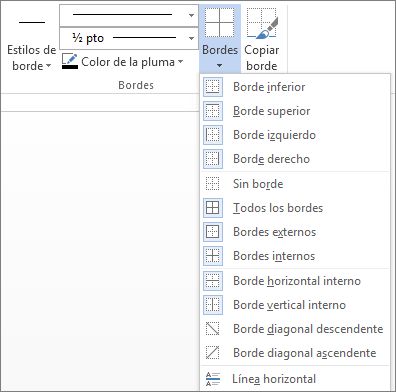 Ubicación del borde de la tabla