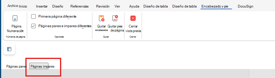 Editar h&f páginas impares en la web