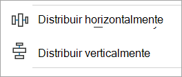 Captura de pantalla que muestra las opciones de alineación horizontal y vertical de Alinear objetos.