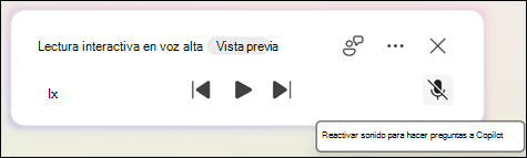 Para formular preguntas relacionadas con documentos de Copilot, haga clic en el botón Reactivar audio.