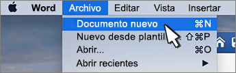Nueva opción de documento