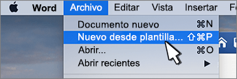Opción Nuevo desde plantilla