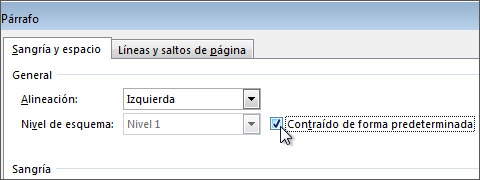 Cuadro de diálogo Párrafo