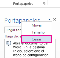 Cerrar el Portapapeles en Word