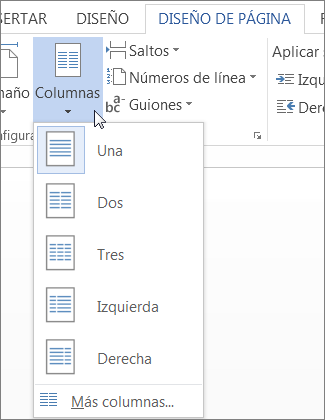Menú Columnas