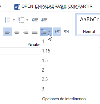 Botón Interlineado