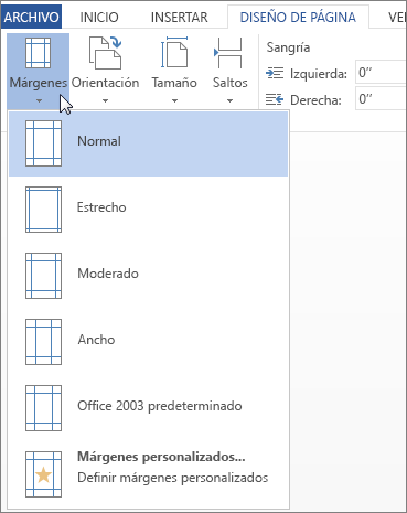 Imagen de la galería Márgenes de Word Online