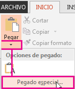 Menú Pegado especial