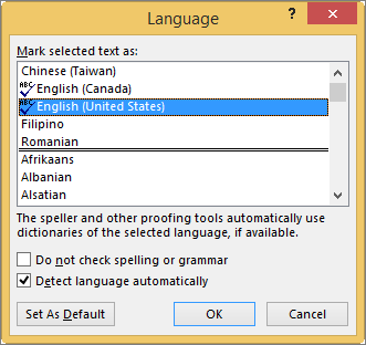 Cuadro de diálogo Idioma