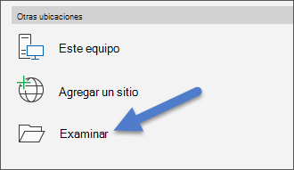 La opción Examinar en el menú Archivo, Abrir.
