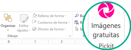 Después de instalar el complemento Pickit Free Image, este aparecerá en el extremo derecho de la pestaña Inicio de la Cinta.