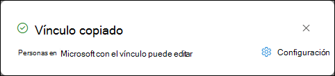 Seleccione Configuración del vínculo al documento en Word para la Web