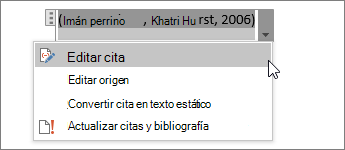 Seleccione Opciones de cita y, después, Editar cita.