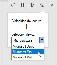 Configuración de audio de Lectura en voz alta