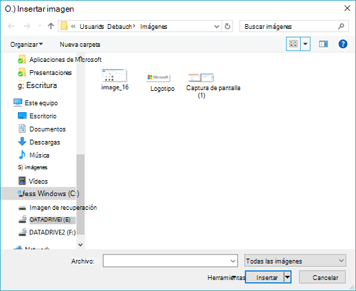 Seleccione la imagen que desea insertar en Word.