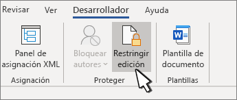 Botón Restringir edición