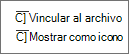 Vincular a archivo, mostrar como opciones de icono