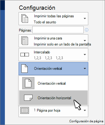 Imprimir orientación de página