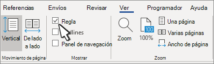 La configuración de la regla en la pestaña Vista