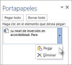 Pegar un solo elemento del Portapapeles
