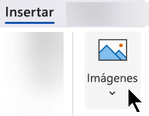 En la pestaña Insertar de la cinta, seleccione Insertar y luego Imágenes.