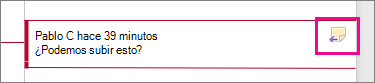 El icono Responder al comentario está resaltado