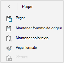 Menú Editar