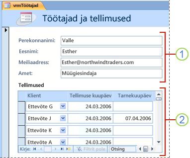 A form that contains a subform